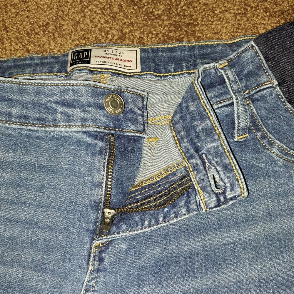 Gap Maternity Inset Panel Favorite Jegging Medium Indigo Denim Jeans - Picture 3 of 14